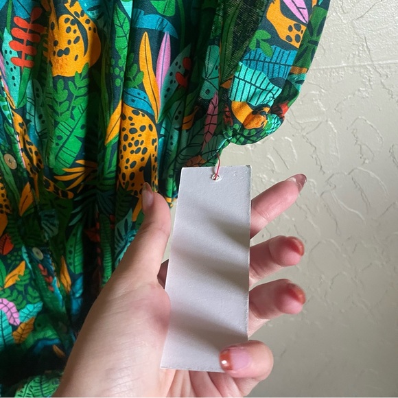 Palms Away Out Of The Woods Green Print Midi Dress - Picture 5 of 10